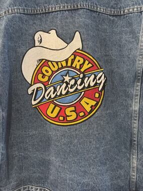 Vintage Country Dancing USA Denim Jean Jacket Western Trucker Blue Size M